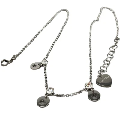 COLLANA FEMMINILE GIROCOLLO CATENINA E TRE PUNTI LUCE CIONDOLI A STELLA FIRMATA. - Immagine 1 di 4