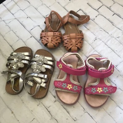 学步女孩凉鞋尺寸 6 批量 3 对 GUC Carters Cat & Jack Rachel 鞋 — 第 1/4 张图片