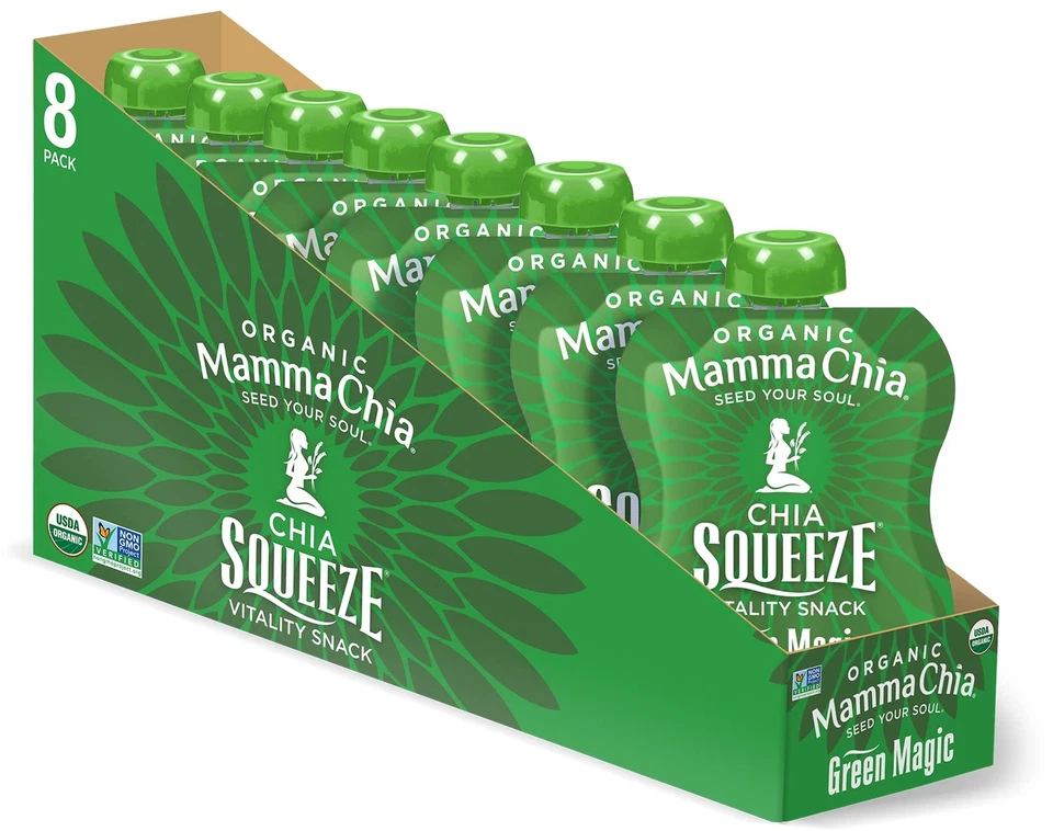 Mammachia Organic Chia Squeeze Pack de 16 Green Magic Vegano Sin Gluten Foto 1 de 4