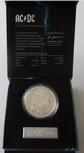 2023 AC/DC 1 Oz Silver Australia 1 Dollar 50th anniversary coin Box & COA - Picture 1 of 3