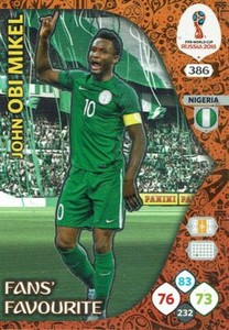 Panini World Cup 2018 Russia Coppa Mondo Fans' Preferito No. 386 John Obi Mikel