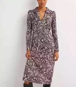 BODEN BNIB Jersey Midi Shirt Dress - Black/Pale Pink Floral - UK 12 P - Picture 1 of 5