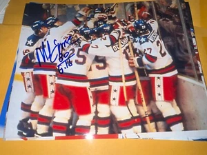 MIKE ERUZIONE signed 1d USA HOCKEY 1980 OLYMPICS 8x10 photo - Picture 1 of 1
