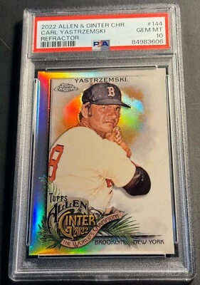 2022 CARL YASTRZEMSKI ALLEN & GINTER CHROME REFRACTOR #144 PSA 10 POP 1 - Image 1 of 2