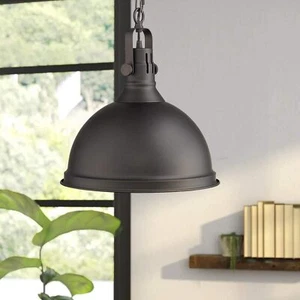 Emliviar Industrial Pendant Lighting 14" Farmhouse Dome Hanging Light 5045L ORB - Picture 1 of 10