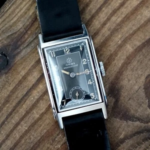 Vintage 50er Jahre Junghans Art Deco Tank-Uhr Armbanduhr Uhr J98 15 Rubis - Bild 1 von 24