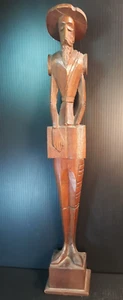 Vintage Mexican Tall Hand Carved Wood Don Quiote Figure 16" h - Picture 1 of 10