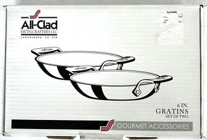 2er Set - All Clad Edelstahl Kochgeschirr 6" Mini Gratin Runde Pfannen - Neu im Karton - Bild 1 von 5