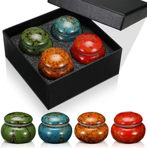 Set of 4 Small Ceramic Urns for Ashes - Keepsakes with Box & Lining, Vintage - Picture 1 of 7