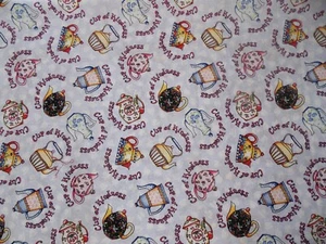 Estate Fabric WTW Vintage Mary Engelbreit Teapot Cup of Kindness Tea 2000 ME - Picture 1 of 3