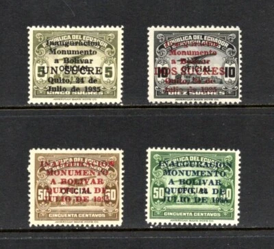S3632 Ecuador 1935 Monumento Bolívar CORREOS AÉREOS RECARGADOS 4v.   MLH Foto 1 de 2