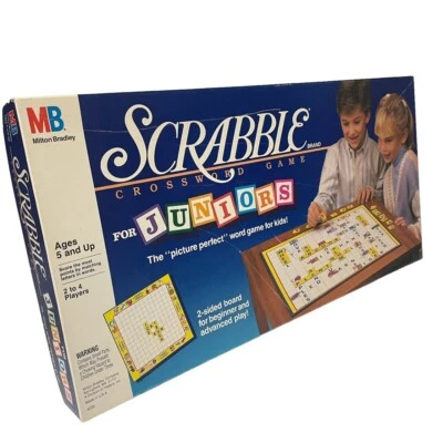 Scrabble For Juniors Crossword Game 2 Sided Spelling Game Vintage 1989 - Image 1 of 4