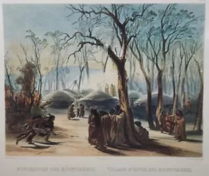 Winter Village of the Minatarres Indians Print Karl Bodmer 11x14 Art Print - Picture 1 of 6