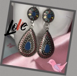 Boho earrings Blue Teardrop + free shipping - Picture 1 of 2
