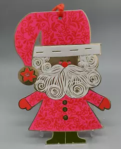 Vintage unbenutzte Stanzkarte Mod Santa Weihnachtskarte Buzza Cardozo gold rosa 60er - Bild 1 von 4