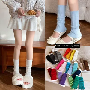 Women Ladies Winter Warm Leg Warmers Long Knit Knitted Crochet Socks Leggings - Picture 1 of 34
