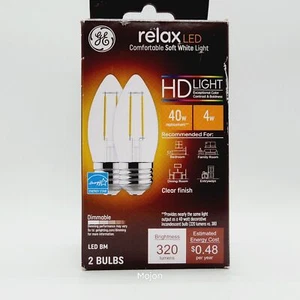 GE Lighting Relax HD LED Light Bulbs, Soft White, Clear, 320 Lumens, 2 Count - Picture 1 of 6