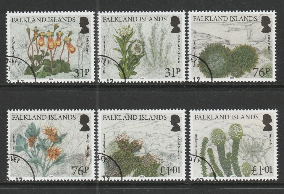 Juego de plantas endémicas Islas Malvinas 2016 SG 1353-1358 fino usado. Foto 1 de 1