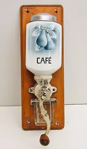 Jugendstil Wandkaffeemühle innen gereinig,wohl Peugeot Freres,Birnen Motiv - Bild 1 von 10