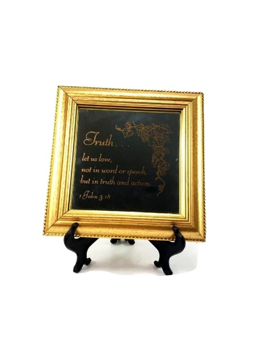 Religious John 3:18 Gold Ornate Gold Frame Wall Etched Accent Mirror 8x8 Décor Cover