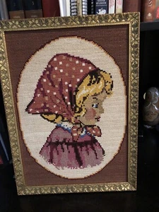 Vintage Needlepoint Hummel Girl - Picture 1 of 5