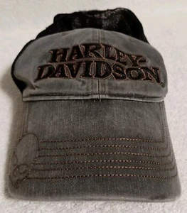 Harley Davidson Hat Cap Strap Back Gray Black Motorcycle Biker Maui Hawaii Men's - Picture 1 of 7