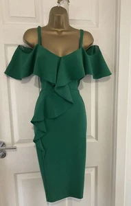 Gorgeous Coast Green Frill Wiggle Pencil Occasion Dress Size 16 - Picture 1 of 6