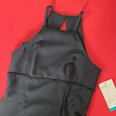 Vintage 90’s Blondie & Me Black Beaded Empire Waist Halter Dress NWT - Image 1 of 4