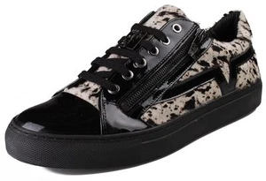 Versace Collection Black Pony Hair Patent Leather Lace Zip-Up Fashion Sneaker NW - Picture 1 of 7
