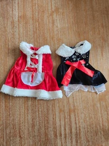 2x Dog Clothes Christmas Santa Claus & Dress Small S Holiday Outfit Costume Girl - Picture 1 of 2