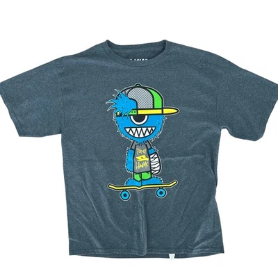 Tony Hawk Monster Graphic Niños XL Camiseta Skater Azul Gris Foto 1 de 4