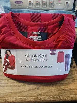 ClimateRight By Cuddl Duds Two Piece Pajama Set Womens Size Small Red Pajamas - Image 1 of 4