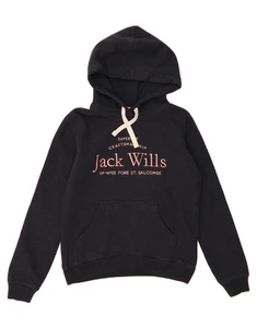 JACK WILLS Womens Oversized Graphic Hoodie Jumper UK 6 XS Navy Blue Cotton BN02 - Picture 1 of 4