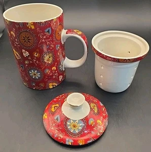 World Market 3 Piece Ceramic Tea Cup with Lid and Infuser - Bild 1 von 18