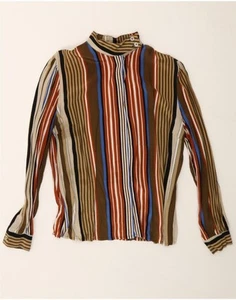 VINTAGE Womens Shirt Blouse IT 42 Medium Multicoloured Striped Viscose DI45 - Picture 1 of 3