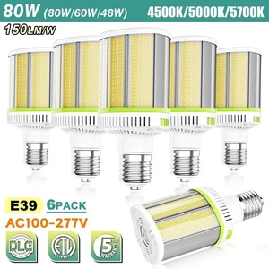 6 Pack LED Shoebox Corn Light Retrofit Lamp 80W 4500K/5000K/5700K Rotatable E39 - Picture 1 of 15