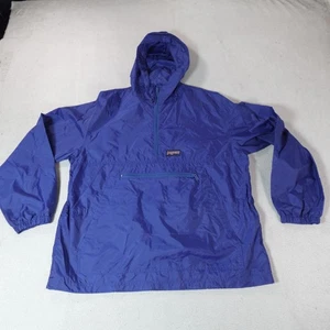 Vintage JanSport Jacket Mens Large Blue Hooded Half Zip Anorak Windbreaker Coat - Picture 1 of 13