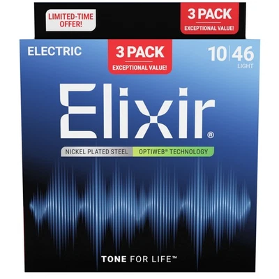 Elixir 16572 Optiweb Electric 10-46 - 3 Pack - E-Gitarrensaiten