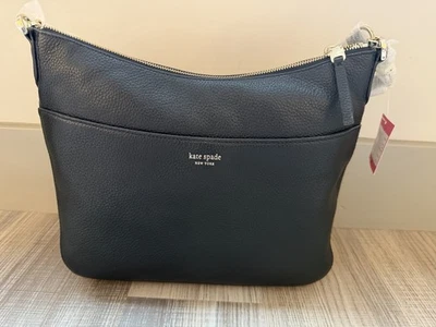 Kate Spade NY Medium Polly Crossbody Bag Black Pebbled Leather New W Tags - Image 1 of 4