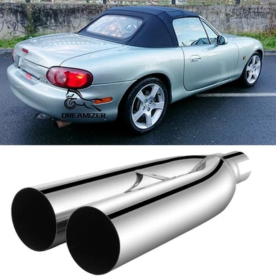 For Mazda Miata MX-5 2.5" In 3.5 Out 19" Dual Exhaust Tip Blast Pipe Muffler Kit - Image 1 of 4