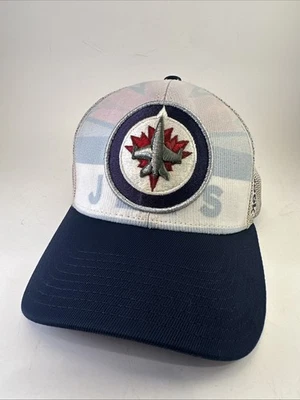 Boné caminhoneiro Winnipeg Jets Reebok Snapback masculino branco/castanho/azul NHL centro gelo - Imagem 1 de 4