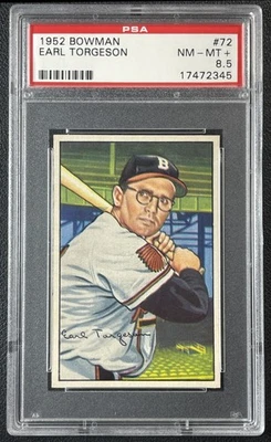 Earl Torgeson PSA 8,5 1952 BOWMAN BÉISBOL #72 BRAVES 2345 Foto 1 de 2