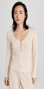Vince $225 Mujer Cuello en V Henley Top en Abedul Talla XL NUEVO - Imagen 1 de 8