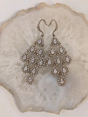 Серьги-капли из розового золота с хрустальной люстрой Nadri - Изображение 1 из 4