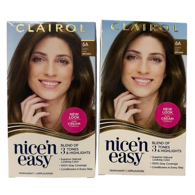 Nuevo Clairol Nice'n Easy 6A Color de Cabello Marrón Ceniza Claro Sellado Foto 1 de 4
