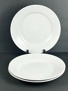 3 Gibson Design Wall Street  11" White Dinner Plate-Embossed Rings-All Occasions - Picture 1 of 21
