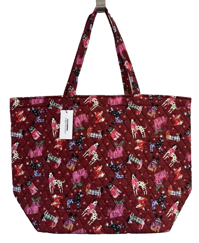 Vera Bradley Essential Grand Tote Bag Market Holiday Hounds Cotton