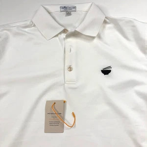 Peter Millar Crown Sport neu ohne Etikett Small Golf SS Polo solides Shirt weiß LOGO - Bild 1 von 7
