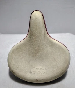 Vintage Troxel Bicycle Saddle Seat White Red Bike Parts Moscow Tenn USA - Picture 1 of 7