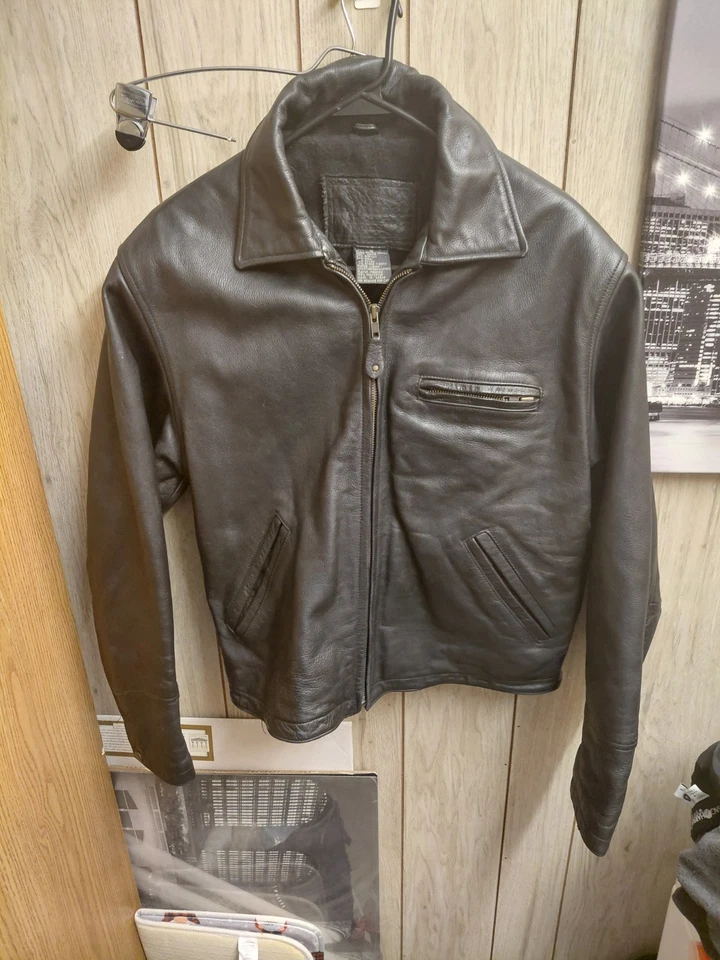 Vintage GAP Men’s Leather Jacket Size Small Genuine Leather, Acrylic, Wool   - Image 1 of 4